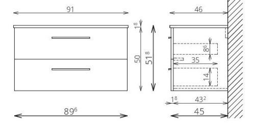 Alsó szekrény, Tboss Milano 90