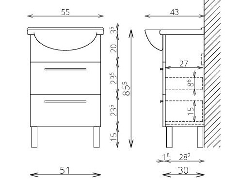 Alsó szekrény, Tboss Trend 55