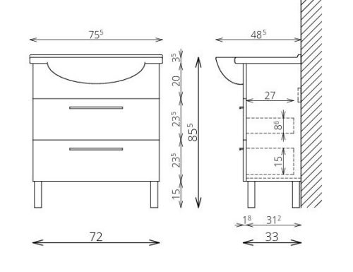 Alsó szekrény, Tboss Trend 75
