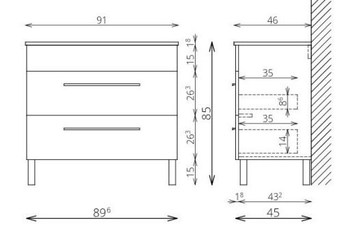 Alsó szekrény, Tboss Trento 90