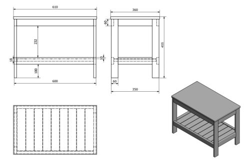 Álló szekrény, Aqualine Etide polcos állvány ET061