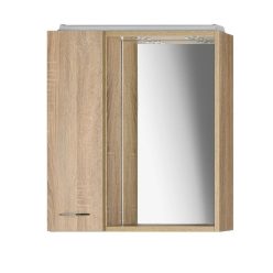   Felső szekrény, Aqualine Zoja tükrös LED világítással balos platina tölgy 45027