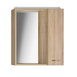   Felső szekrény, Aqualine Zoja tükrös LED világítással jobbos platina tölgy 45028