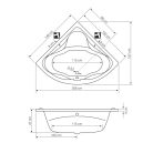 Kád, Aqualine Dunaj II 150x150 szimmetrikus G1350