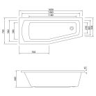 Kád, Aqualine Opava 160x70 aszimmetrikus balos C1670
