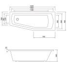 Kád, Aqualine Opava 160x70 aszimmetrikus jobbos A1671
