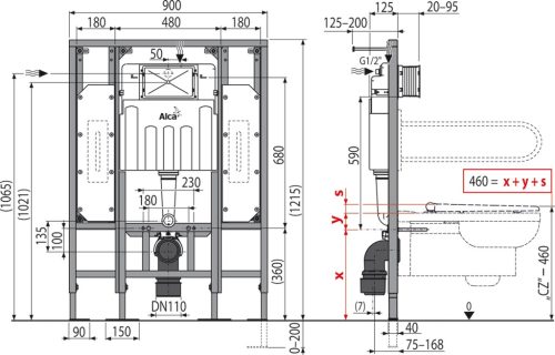 Öblítőtartály, AlcaPlast falsík alatti AM101/1300H Sádromodul