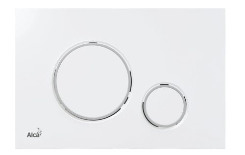 Öblítőtartály nyomólap, AlcaPlast fehér/króm-fényes M770