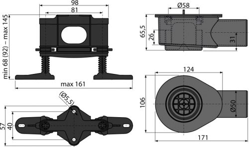 Padlóösszefolyó szifon, AlcaPlast APZ-S9