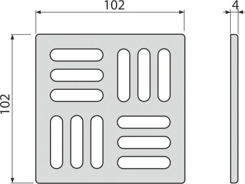 Padlóösszefolyó rács, AlcaPlast 102x102 mm MPV011