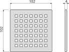 Padlóösszefolyó rács, AlcaPlast 102x102 mm MPV014
