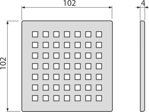 Padlóösszefolyó rács, AlcaPlast 102x102 mm MPV014