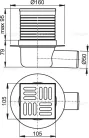 Padlóösszefolyó, AlcaPlast 105x105 mm APV31