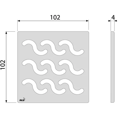 Padlóösszefolyó rács, AlcaPlast 102x102 mm MPV002