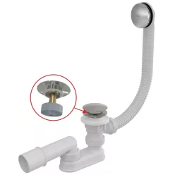   Le-és túlfolyó, AlcaPlast Click-Clack kádszifon A504CKM-120