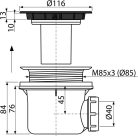 Zuhanytálca szifon, AlcaPlast Lux matt-fekete A49BLACK