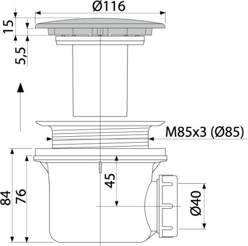 Zuhanytálca szifon, AlcaPlast bronz-antic A49ANTIC