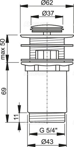 Lefolyó, AlcaPlast Click-Clack túlfolyóval A391