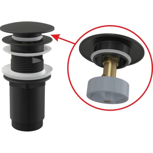 Lefolyó, AlcaPlast Click-Clack túlfolyóval matt-fekete A392BLACK