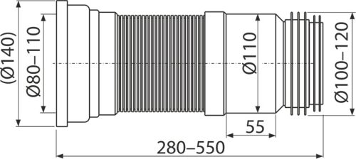 Wc csatlakozó, AlcaPlast flexibilis 280-550 mm A970
