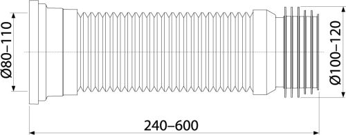 Wc csatlakozó, AlcaPlast flexibilis 240-600 mm A97