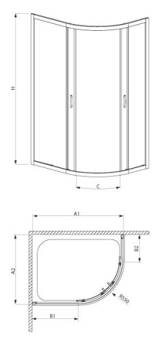 Zuhanykabin, Radaway Premium Plus E 1900 90x80 átlátszó üveggel