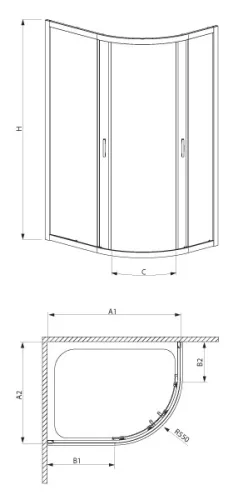 Zuhanykabin, Radaway Premium Plus E 1900 100x80 átlátszó üveggel