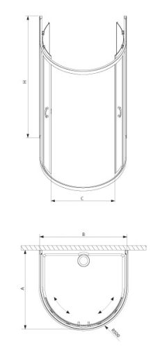 Zuhanykabin, Radaway Premium Plus P 100x90 átlátszó üveggel