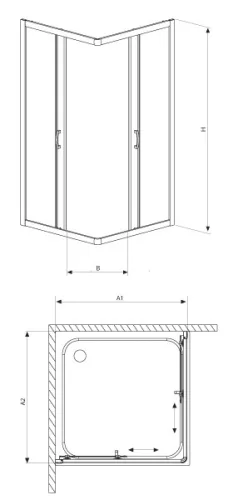 Zuhanykabin, Radaway Premium Plus C 1700 80x80 átlátszó üveggel