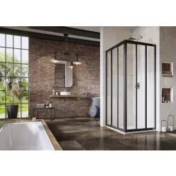   Zuhanykabin, Ravak Supernova ASRV3-75-198 fekete+Transparent üveg 15V303R2Z1