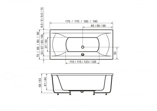 Egyenes kád, West Neptun 180x80