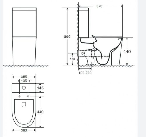 WC, Wellis Clement monoblokkos rimless WC WF00110