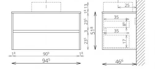 Alsó szekrény, Tboss SONJA 95 ROCA mosdóval