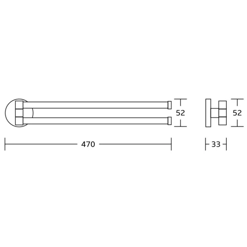 Fogas, Sapho AQUALINE SAMBA dupla törölközőtartó, 450mm, fekete SB221