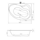 Kád, Sapho AQUALINE CIDLINA kád, láb nélkül, jobbos, 150x105x45cm, akril G3619