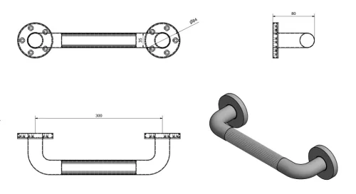 Kapaszkodó, Sapho AQUALINE WHITE LINE kapaszkodó, max:100kg, 300mm, ABS/fehér MD156