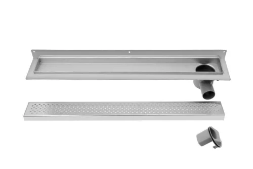 Padlóösszefolyó, Sapho AQUALINE KROKUS padlóösszefolyó sarokba, szifonnal, 760x12cm, inox 2715-80