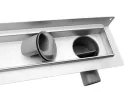 Padlóösszefolyó, Sapho AQUALINE KROKUS padlóösszefolyó sarokba, szifonnal, 760x12cm, inox 2715-80