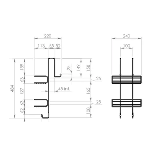 Polc, Sapho AQUALINE KRÓM LINE polc, 240x490x220mm, króm 2485
