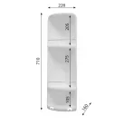 Polc, AQUALINE WHITE LINE CAESAR fördőszobai sarokpolc, 3 szintes, 226x710x160mm, ABS/fehér 7081