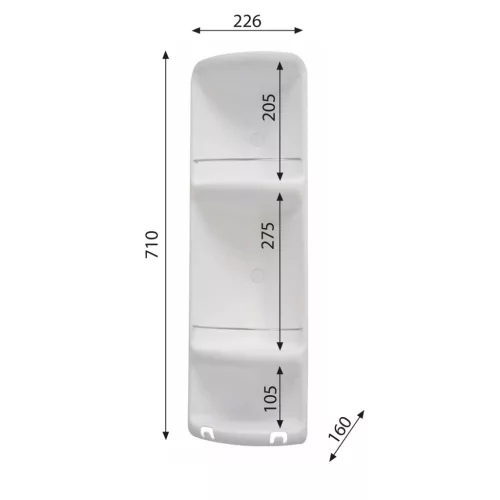 Polc, AQUALINE WHITE LINE CAESAR fördőszobai sarokpolc, 3 szintes, 226x710x160mm, ABS/fehér 7081