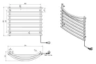 Egyenes radiátor, AQUALINE elektromos törölközőszárító radiátor, 570x465mm, 72W, ezüst SU210A