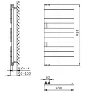 Egyenes radiátor, Sapho AQUALINE MILI fürdőszobai radiátor, 450x934mm, 381W, fehér DC600T