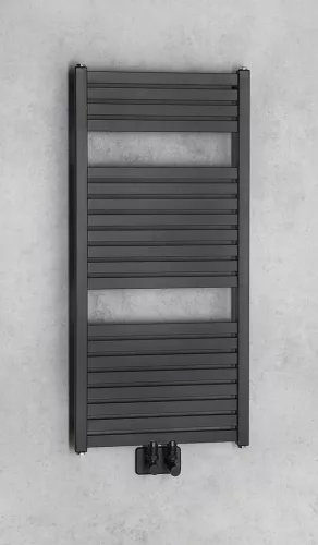 Egyenes radiátor,AQUALINE TONDI  radiátor, középső bekötéssel, 450x970 mm, matt fekete DT456T