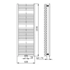 Egyenes radiátor, AQUALINE TONDI radiátor, középső bekötéssel, 600x1330 mm, fehér DT480T