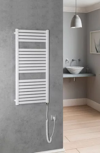 Egyenes radiátor, AQUALINE TONDI-E elektromos radiátor, 450x970 mm, 300W, fehér DE450T