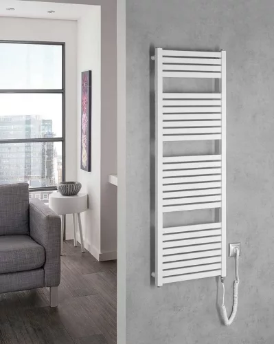 Egyenes radiátor, AQUALINE TONDI-E elektromos radiátor, 450x1330 mm, 500W, fehér DE470T