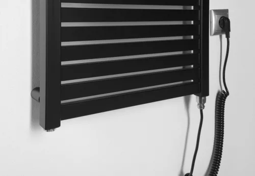 Egyenes radiátor, AQUALINE TONDI-E elektromos radiátor, 450x970 mm, 300W, matt fekete DE456T