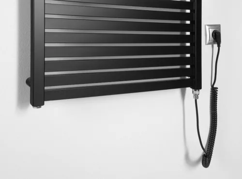 Egyenes radiátor, AQUALINE TONDI-E elektromos radiátor, 600x970 mm, 400W, matt fekete DE466T