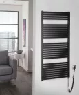 Egyenes radiátor, AQUALINE TONDI-E elektromos radiátor, 600x1330 mm, 600W, matt fekete DE486T